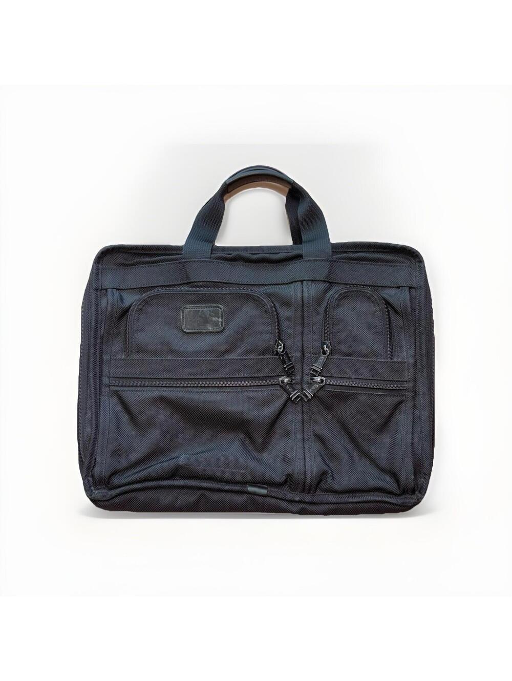 TUMI Alpha Expandable Organizer Laptop Briefcase Black Ballistic Nylon